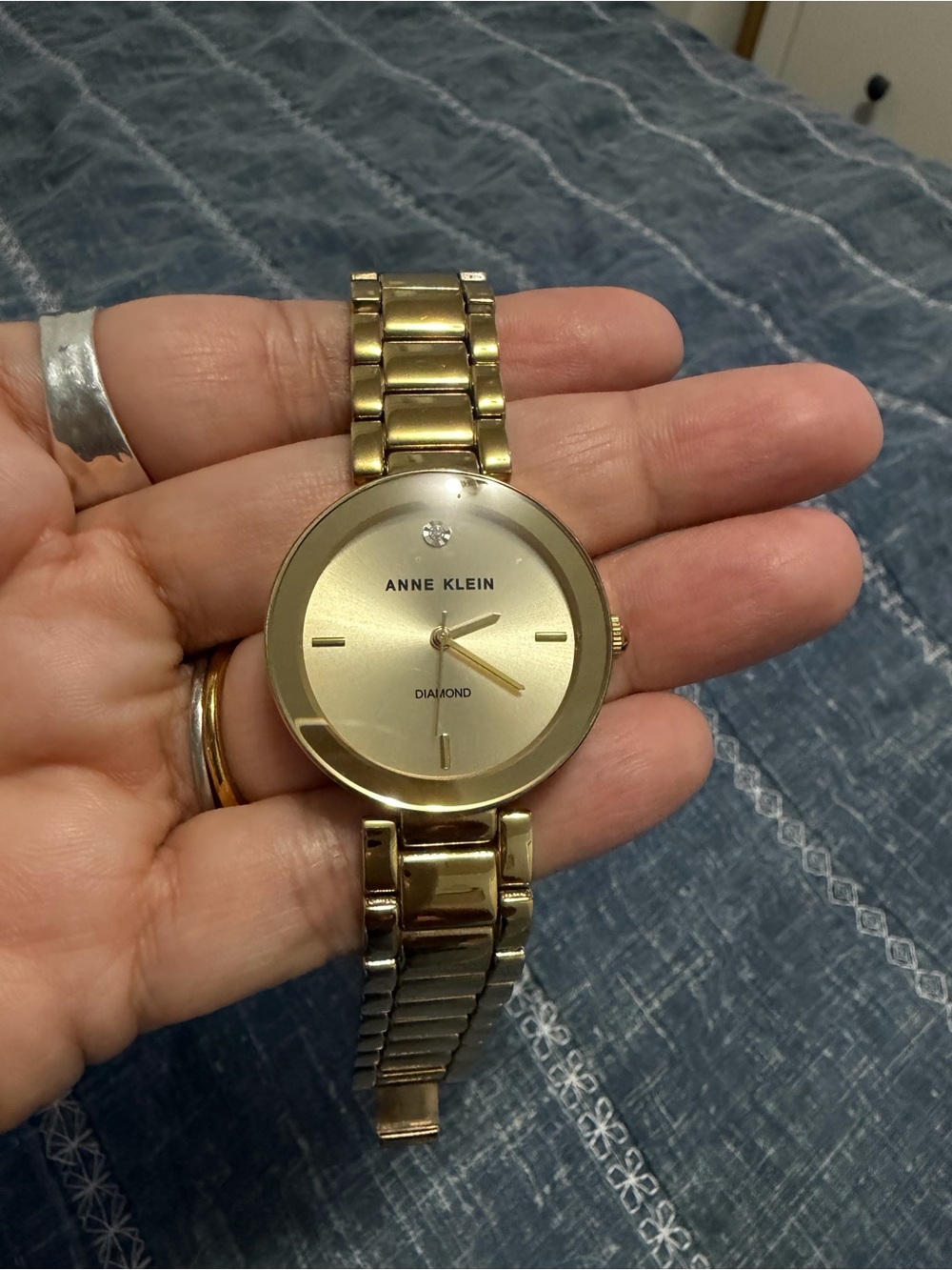 Anne Klein Gold Tone Dress Watch with Diamond Accent